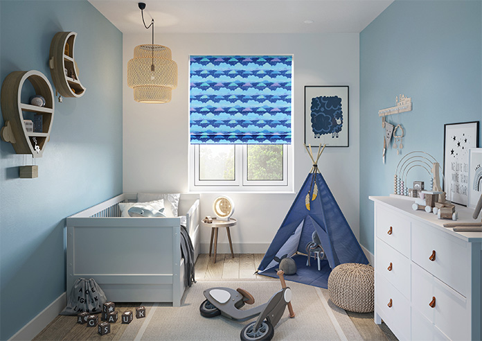 Cloudy Cosmos, Calm Blues - Motorised Roman Blind - Image 8